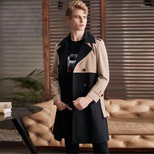 Herren Trenchcoats Streetwear Übergroßer Farbmantel Herbst Trend Mode Männer Zweireiher Lange Windjacke Jacke Spleißmantel Viol22