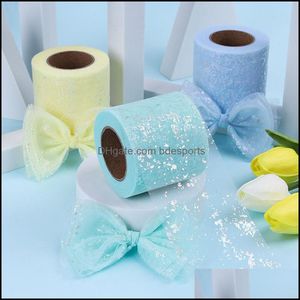 Andra konst och hantverk Arts Gifts Home Garden 25yard/Roll 6cm/8cm Illusory Glitter Tle Roll Sequin Crystal Organza Sheer Tyg Diy Craft