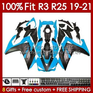 OEM Fairings For YAMAHA YZF R 3 25 YZFR3 YZFR25 2019 2020 2021 Body 141No.105 100% Fit YZF-R3 YZF-R25 2019-2021 Frame R3 R25 19 20 21 Injection mold Bodywork Kit cyan white