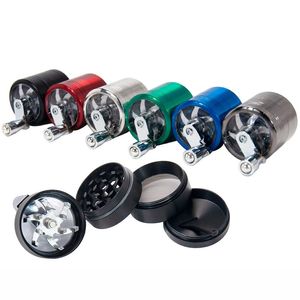 Wholesale Smoking Accessories handle crank metal tobacco grinder 40mm 4layer zicn alloy grinders for smoking dry herb