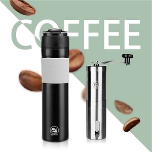 Recafimil 350 ml French Press Portable Coffee Press Maker Tarvel With Coffee Plunger Filter Mug Pot Grinder 210408