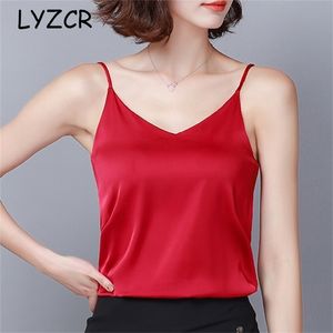 Seidentanktops für Frauen Sommer ärmelloses weißes Neckholder-Top Frauen Satin Seide Spaghettiträger Top weiblich Plus Größe 5XL Leibchen 210401