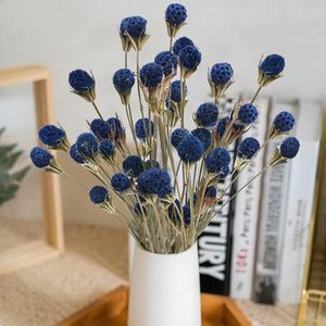 Decorative Flowers & Wreaths Artificial Dried Flower Bouquet Bulk Blue Crapedia Billy Button Ball Arrangement For Home Table Wedding DecorDe