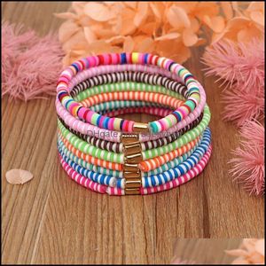 Braccialetti con fili di perline Gioielli in rilievo Marca Bohemian Stripe Color-Blocking Soft Y Bracciale da polso Regalo per Cou Dhfzs