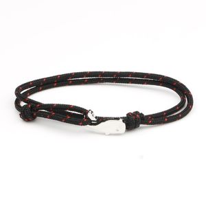 Pulseiras de charme liga de zinco prateado cauda de baleia pequena bracelete de gancho simples corda de várias camadas ajustável para homens e mulheres joias de mão