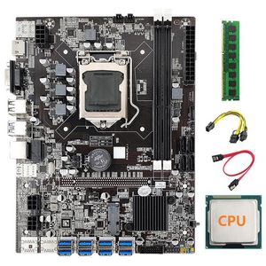 Anakartlar -TH-B75 Madencilik Anakartı LGA1155 8 GPU PCI-E 1X 16X Rastgele CPU 6pin-Çift 8pin Kablo SATA DDR3 4GB 1333MHz Ramotherboards