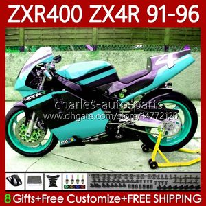 OEM Body For KAWASAKI NINJA ZXR 400 CC ZX-4R ZX4R 91-96 Bodywork 138No.153 ZX 4R 400CC ZXR400 91 92 93 94 95 96 ZXR-400 Cyan black 1991 1992 1993 1994 1995 1996 Fairing Kit