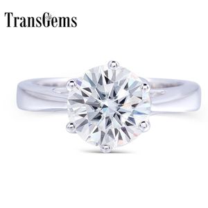 Transgems 2 CT CT 8mm Engagement Wedding Moissanite Ring Lab Grown Diamond Ring för kvinnor i 925 Sterling Silver för kvinnor Y200294R