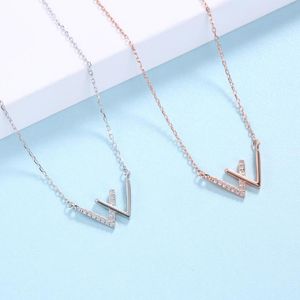 Chains 925 Sterling Silver Letter W Necklace Female Niche Light Luxury Clavicle Chain JewelryChains
