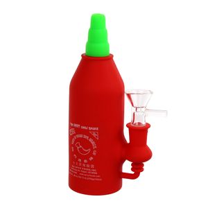 Pipa in silicone Novità da 6,3 pollici Bottiglia di peperoncino Infrangibile Erba secca Tabacco Bong in gomma siliconica con ciotola da 14 mm