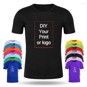 Özel Renk Tişörtler toptan satış-Erkek Tişörtleri Özelleştirilmiş Baskı Gömlek Kadın Diy PO Logo Marka Top Tees T Shirt Erkek Kıyafetleri Casual Renk Tshirt