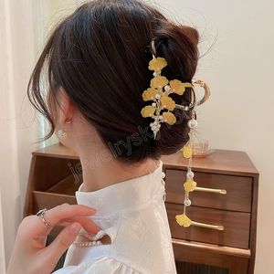 Fashion Ginkgo Leaves Hair Clip Clamps Vintage Metal Ponytail Claw Women Banquet Metal Hair Jewelry ACCESSORI FOR GIRL