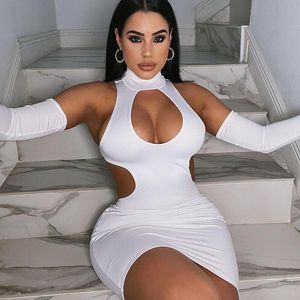 Casual Dresses for Women 2022 Party Sexy Fashion Mini Bodycon Summer Hollow Out Black Luxury White Elegant Beach Club Outf Polyesterual