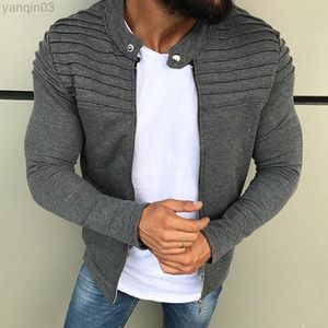 Mäns baseballjackor Spring Fall Casual Solid Herr Sportwear Stand Collar Slim Man Bomber Jacket M-3XL L220801