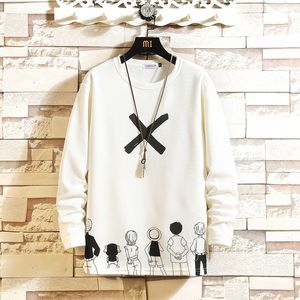 Autunno Primavera Nero Bianco Tshirt Top Tees Stile classico Marchio di moda Abbigliamento OverSize M5XL O COLLO Manica lunga T Shirt Uomo 201116
