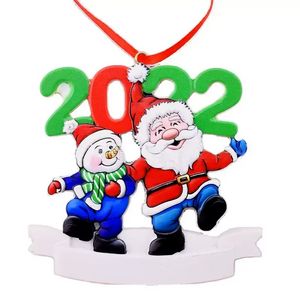 2022 Juldekorationshartshänge DIY Handskrivet namn Santa Claus Snowman Christmas Tree Ornament B0801