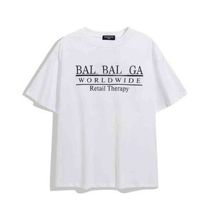 디자이너 Balanciagas T 셔츠 파리 패션 여름 여름 클래식 백 서한 인쇄 남성과 여성 커플 느슨한 면화 발렌가 티