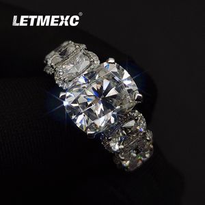 Letmexc High-End Wedding Ring Custom 18K 750 White Gold Full Diamond Radiant Cut Full Moissanites Engagement Banket