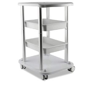 Carrello per il viso Salone per unghie Carrello per salone di bellezza 2 Strati Vassoio Nastro Colore Al Telaio con ruote in ABS bianco Elitzia ETTRO5S