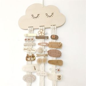 Ins Nordic Wood Cloud Baby Hair Clips Holder Princess Girls Hairpin Hairband Storage Pendant Jewelry Organizer Wall Ornaments 220611