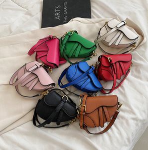 Luxury Girls handbags 2022 children PU leather saddle Bag Kids princess crossbody bags women Mini Purse A8632