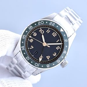 Män tittar på helautomatiska mekaniska klockor Fashion Wristwatch rostfritt stål Rem Montre de Luxe 42mm armbandsur Kalender Waterproof