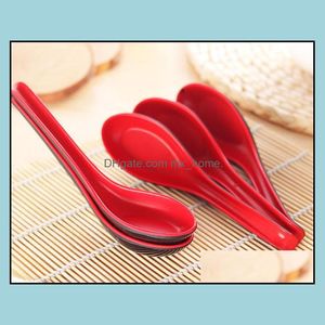 Atacado 500pcs vermelho preto cor home home talheres japoneses tigela pl￡stica sopa colher colher entrega 2021 colheres de cozinha barra de jantar garar