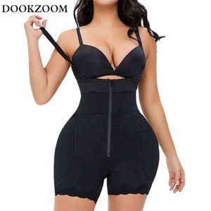 Butt Lifter Shapewear Ganzkörper Shaper Unterwäsche Gefälschte Gesäß Hüftpolster Enhancer Kurze Träger Schlankere Taille Trainer Postpartale Y220411