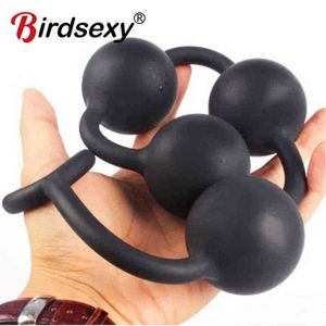 Nxy Sex Anal Toys Silicone Big Beads Balls Butt Plug Adults Erotic Toys for Women Anus Masturbator Dilatodor Expander Prostate Massager 1220