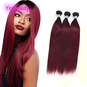 Brazilian Human Hair 1B 99J Ombre Two Tones Color Silky Straight 1b/99j Double Wefts Virgin Hair Extensions Indian Peruvivan Malaysian 10-28inch