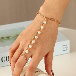 Link Chain Bohemian Pearl Braclet Women Luxury Gold Metal Hand Finger Jewelry Charm Bracelets Female Party Fashion Inte22