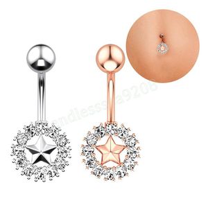 Crystal Star Dangle Belly Button Ring Body Piercing Smycken Dangle Navel Barbell