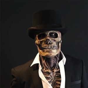 Wholesale halloween skeletons for sale for sale - Group buy The Latest Skeleton Biochemical Mask for Halloween Party Cosplay Props Silicone Full Cover Head Cover with Hat PR Sale