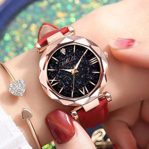 Nowy Luksusowy Zegarek damski Roman Starry Dial Wszechstronny Skórzany Pasek Kwarcowy Zegar Ladise Relojes para mujer