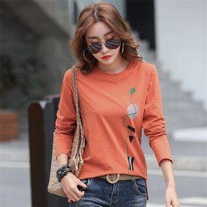 LJSXLS Plus Size Print T Shirt Women Cotton Korean Woman Clothes Spring Tops Autumn T- Long Sleeve Tee Femme 220328