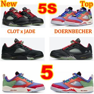 Tênis de basquete 5S Low Clot Jade 5 Mens Doernbecher Hayper Royal Safety Orange University Red Fire Black Metallic Silver Classic Trainers Tênis com caixa e cartão