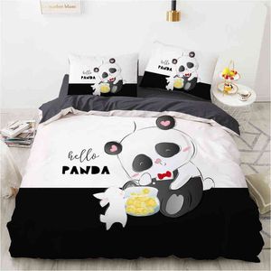 Cartoon Panda Children's Bedding Set for Kids Baby Girls Duvet Cover Pillow Case Bed Linens Quilt 135 140x200 Rabbit