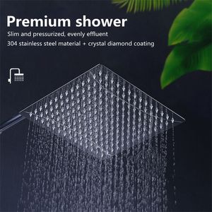 Ultra-Thin Stainless Steel Bathroom Square Shower Large Top Nozzle Rain Bath Head Spray Accessori 220401