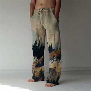 Jesień Vintage Czaszka Drukuj Loose Proste Pant Mężczyźni Lato Mody Spodnie Ulica Hipster Casual Spodnie Męskie Streetwear 220325