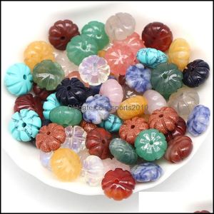 Arts And Crafts Arts Gifts Home Garden 7X11Mm Pumpkin Shaped Natural Crystal Stone Beads Pink White Green Orange Punched L Dhj7D