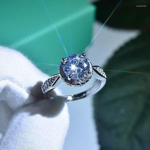 Wedding Rings 2 Karat Imitation Mosang Cubic Zirconia Heart And Arrow Open Woman Ring Selling Adjustable For Engagement