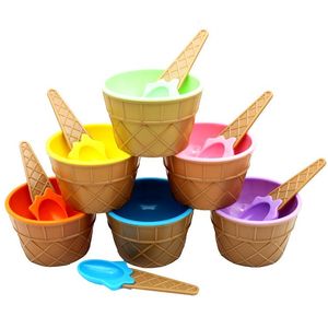 Kitchen Tools Kids Ice Cream Bowls Cup Couples Bowl Gifts Dessert Container Holder With Spoon Children Gift SupplySN4329