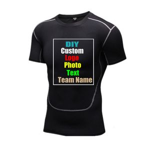 Personalize sua imagem de manga curta Men S Elasticstretttttt Sched Dry Tiz Tops Tops Running Fitness Shirt 220621