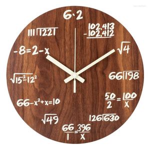 Orologi da parete Formula matematica luminosa Orologio al quarzo creativo senza ticchettio 30 cm Decorativo vintage in legno