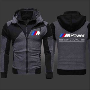 2022 Vår Höst Bmw M Power Mens Fashion Outwear Jacka Zipper Högkvalitativ Harajuku Athletic Coat Wear Casual Hoodies