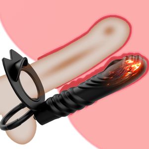 Penisring med anala plug -vibrator sexiga leksaker för par Två mäns kuk försenad utlösning 10 -lägen som vibrerande rumpa B Vuxen