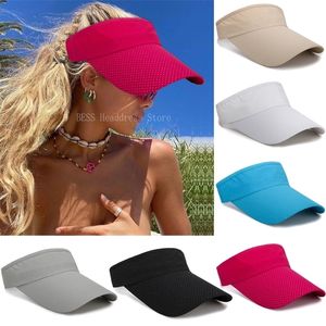 Zomer ademende luchtzon hoeden mannen vrouwen verstelbare visor uv bescherming top lege solide sport tennisgolf Running zonnebrandcrème Cap 220701