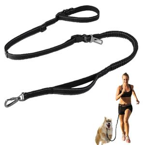 Dog Collars & Leashes Hands Free Leash 6 In 1 Waist Lead Adjustable 8Ft Bungee With Nylon Double Handle For Walking/Running/TrainingDog Leas
