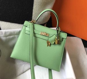 Purse feminina de alta qualidade Bolsas de couro genuíno Totes Mini Messenger Bag Yiweibags Handdinismo plano de Kellys portátil 22cm 25cm 28cm