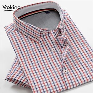 2020Summer Nowy 7xl 8xl 9xl 10xl Men S Business Casual Plaid Shirt Shirt Classic Men S Bawełna mieszanka luźna koszula LJ200925